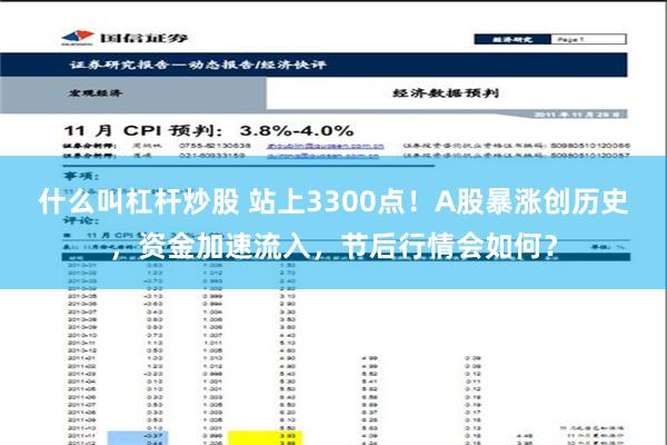 什么叫杠杆炒股 站上3300点！A股暴涨创历史，资金加速流入，节后行情会如何？